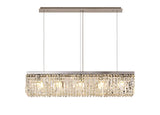 Devine 102x9cm Linear Pendant Chandelier, 5 Light E14, Polished Chrome/Crystal