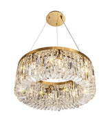 Devine 60cm Round Pendant Chandelier, 8 Light E14, Gold/Crystal