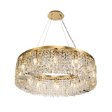 Devine 80cm Round Pendant Chandelier, 12 Light E14, Gold/Crystal Item Weight: 16.8kg