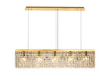 Devine 102x9cm Linear Pendant Chandelier, 5 Light E14, Gold/Crystal