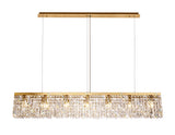 Devine 138x9cm Linear Pendant Chandelier, 7 Light E14, Gold/Crystal