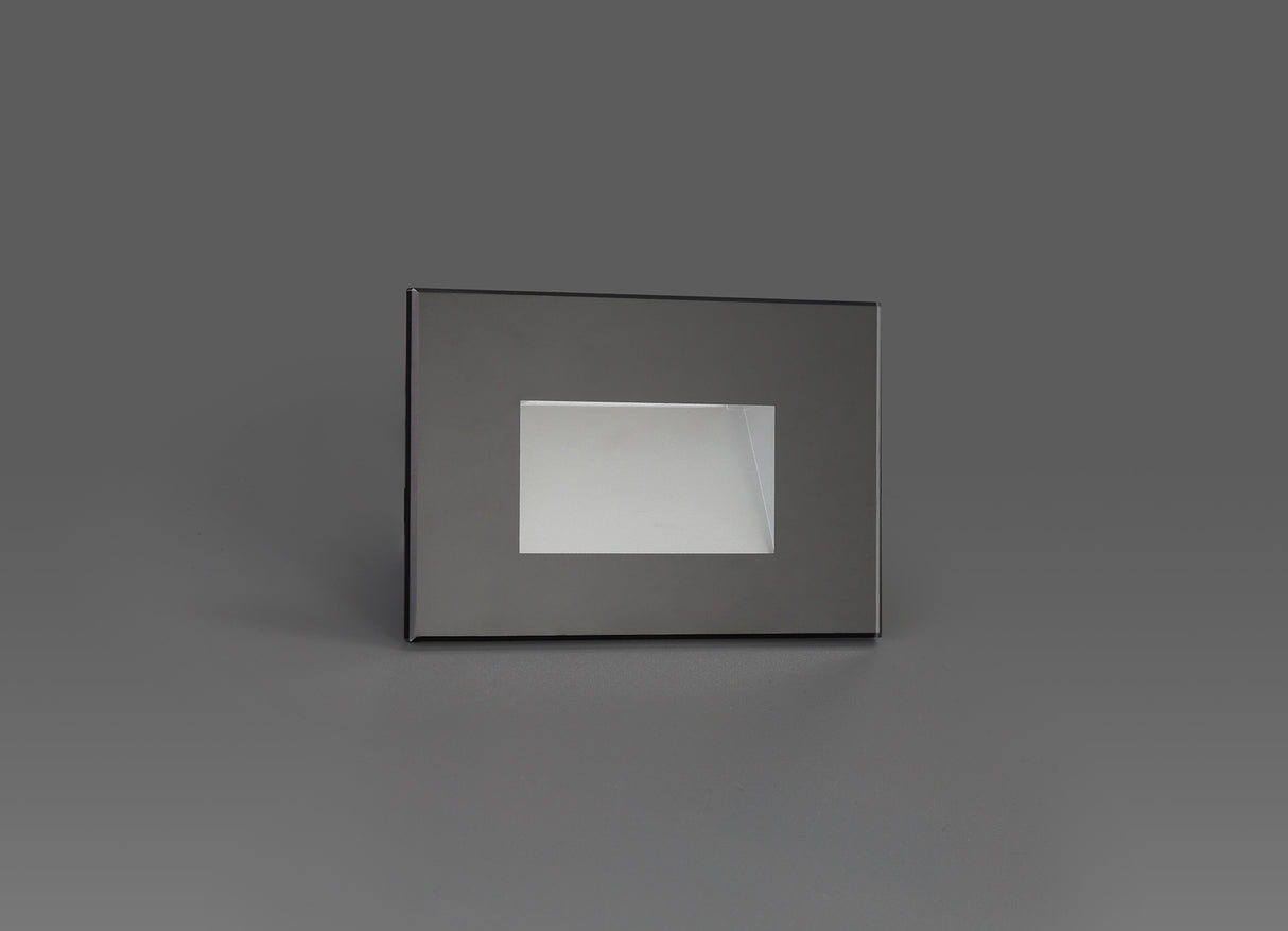 Kerr Recessed Rectangle Glass Fronted Wall Lamp, 1 x 3.3W LED, 3000K, 145lm, IP65, Black, 3yrs Warranty