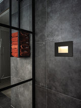 Kerr Recessed Rectangle Glass Fronted Wall Lamp, 1 x 3.3W LED, 3000K, 145lm, IP65, Black, 3yrs Warranty