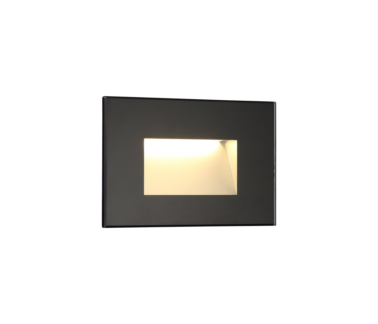 Kerr Recessed Rectangle Glass Fronted Wall Lamp, 1 x 3.3W LED, 3000K, 145lm, IP65, Black, 3yrs Warranty