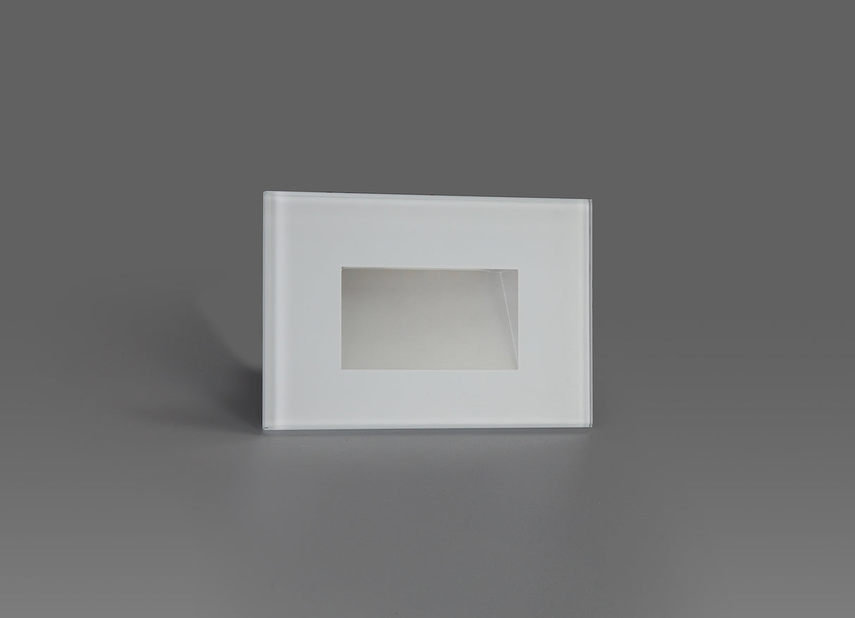 Kerr Recessed Rectangle Glass Fronted Wall Lamp, 1 x 3.3W LED, 3000K, 145lm, IP65, White, 3yrs Warranty