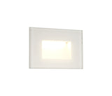 Kerr Recessed Rectangle Glass Fronted Wall Lamp, 1 x 3.3W LED, 3000K, 145lm, IP65, White, 3yrs Warranty