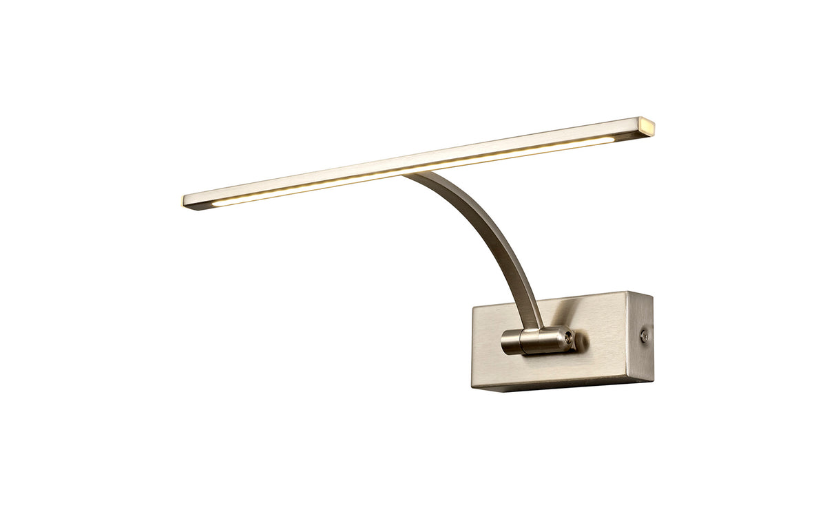 Sohna Small 1 Arm Wall Lamp/Picture Light, 1 x 6W LED, 3000K, 470lm, Satin Nickel, 3yrs Warranty