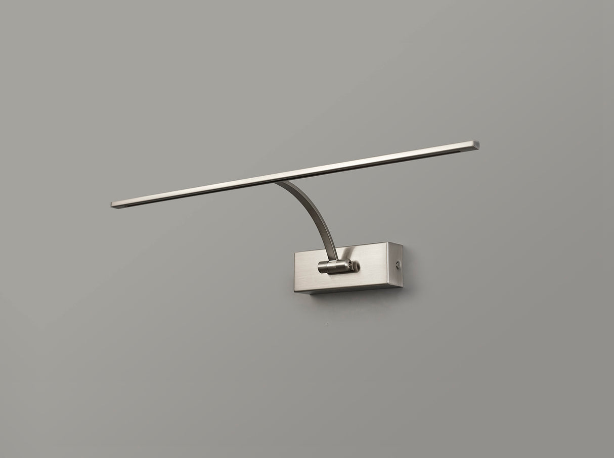 Sohna Large 1 Arm Wall Lamp/Picture Light, 1 x 10W LED, 3000K, 850lm, Satin Nickel, 3yrs Warranty