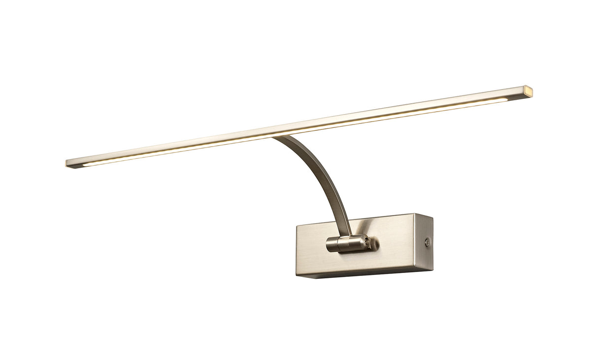 Sohna Large 1 Arm Wall Lamp/Picture Light, 1 x 10W LED, 3000K, 850lm, Satin Nickel, 3yrs Warranty