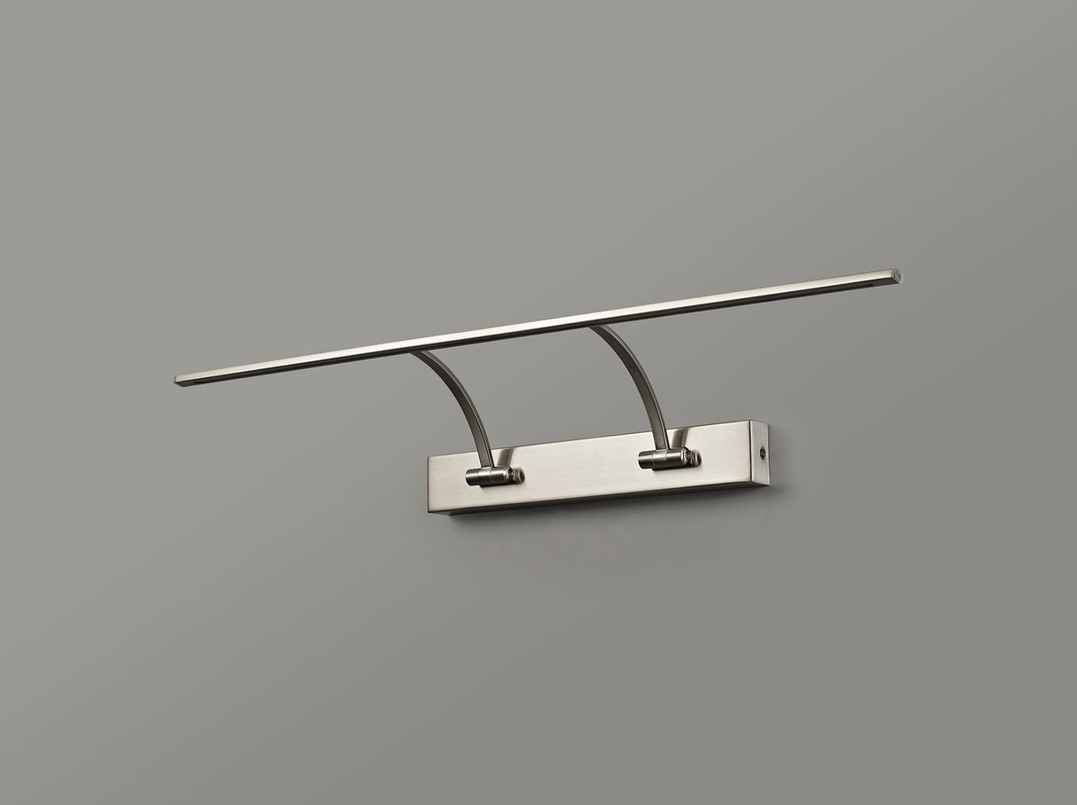 Sohna Small 2 Arm Wall Lamp/Picture Light, 1 x 14W LED, 3000K, 1070lm, Satin Nickel, 3yrs Warranty