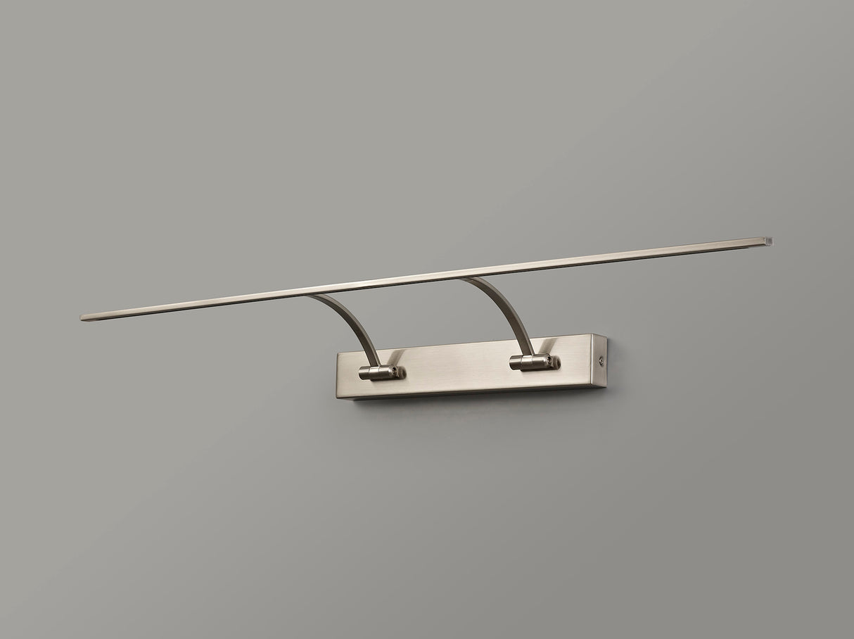Sohna Large 2 Arm Wall Lamp/Picture Light, 1 x 16W LED, 3000K, 1200lm, Satin Nickel, 3yrs Warranty