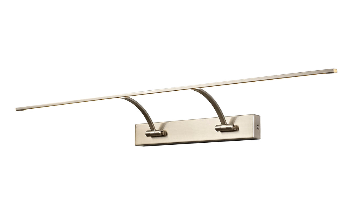 Sohna Large 2 Arm Wall Lamp/Picture Light, 1 x 16W LED, 3000K, 1200lm, Satin Nickel, 3yrs Warranty