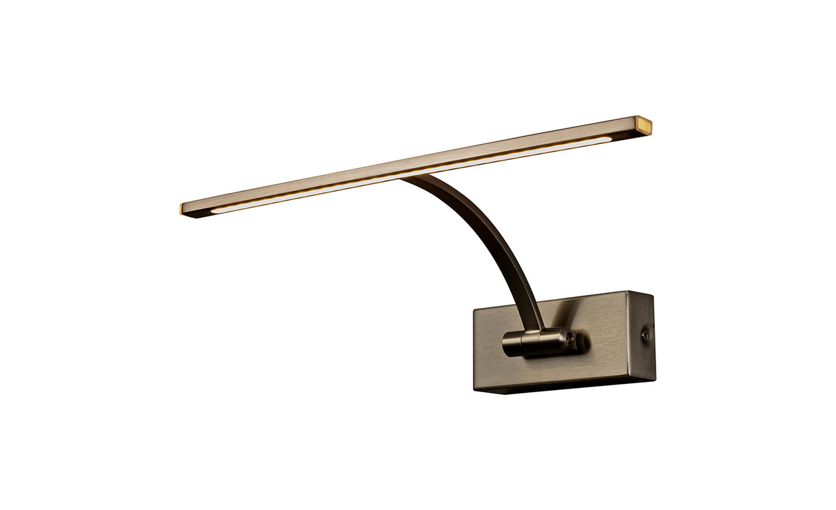 Sohna Small 1 Arm Wall Lamp/Picture Light, 1 x 6W LED, 3000K, 470lm, Bronze, 3yrs Warranty
