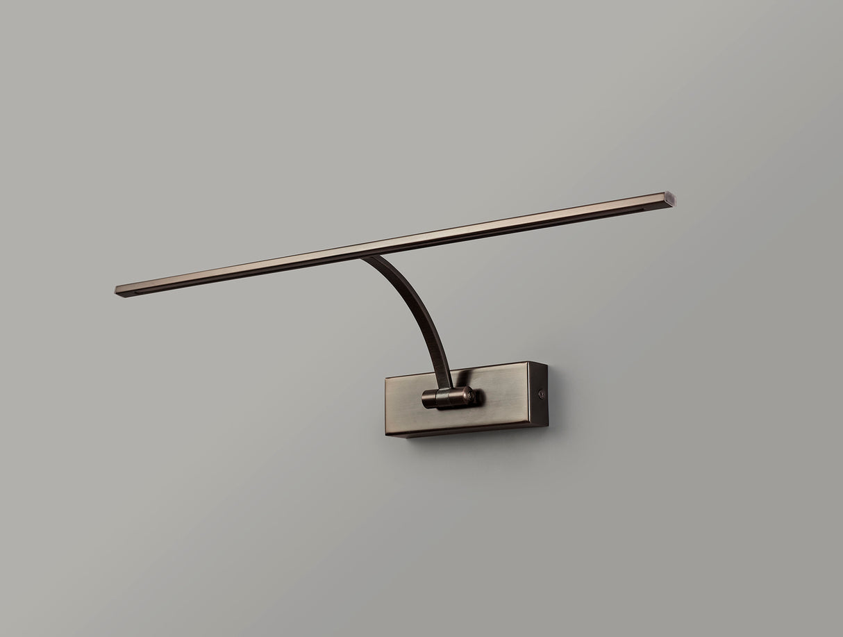 Sohna Large 1 Arm Wall Lamp/Picture Light, 1 x 10W LED, 3000K, 850lm, Bronze, 3yrs Warranty