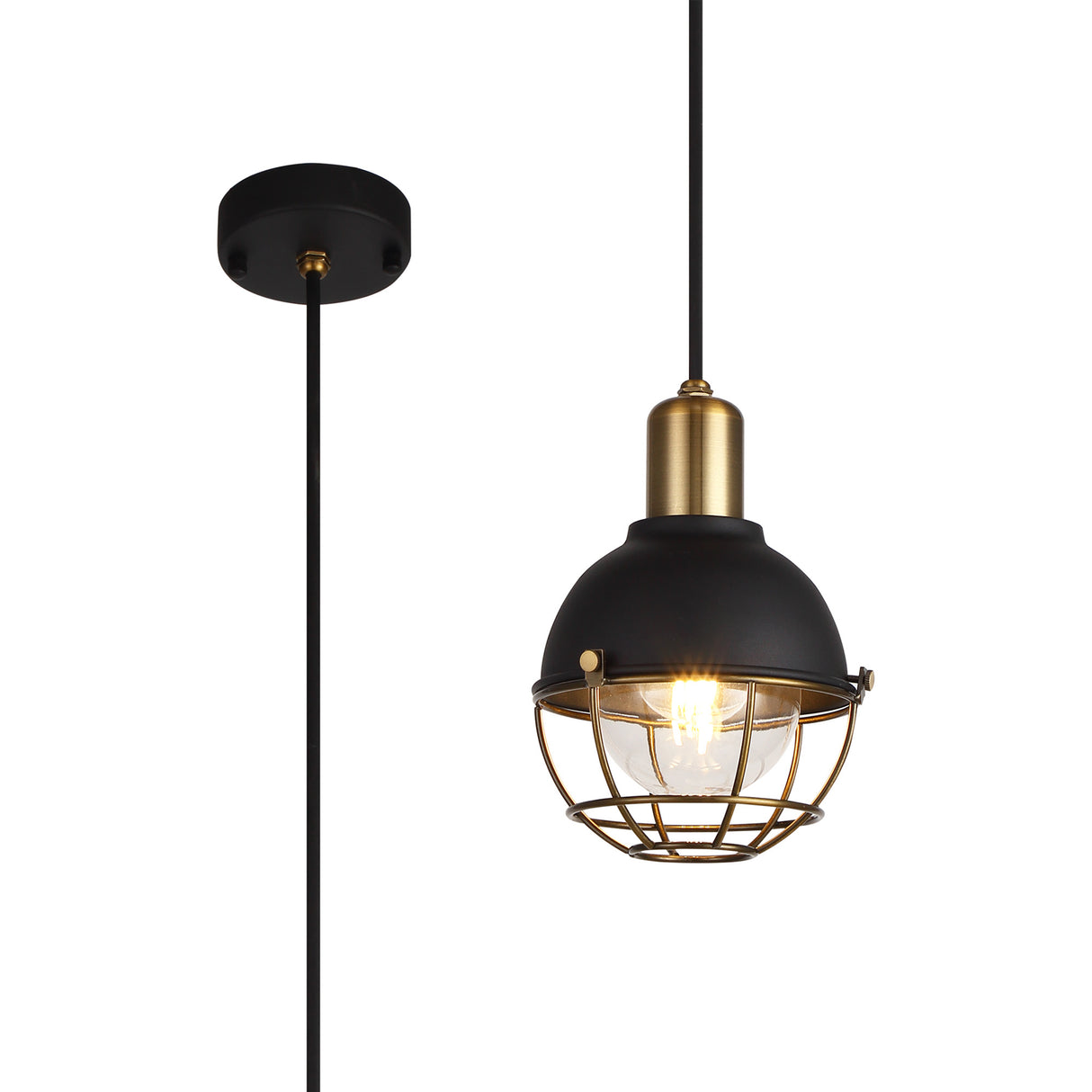 Neil Pendant, 1 Light E27, Sand Black/Brushed Bronze