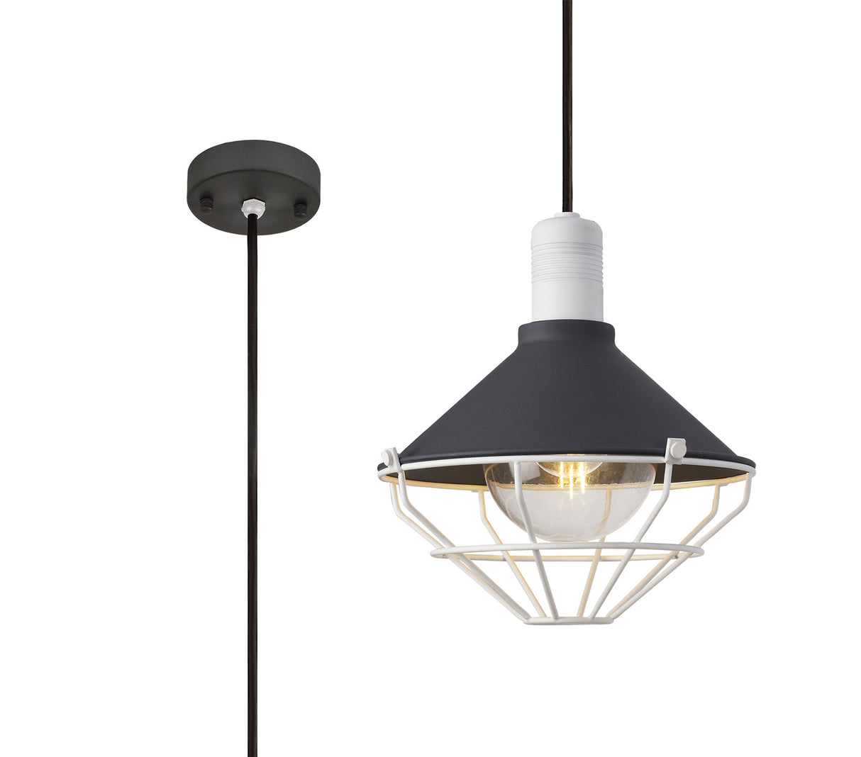 Rush Pendant, 1 Light E27, IP65, Anthracite/Matt White, 2yrs Warranty