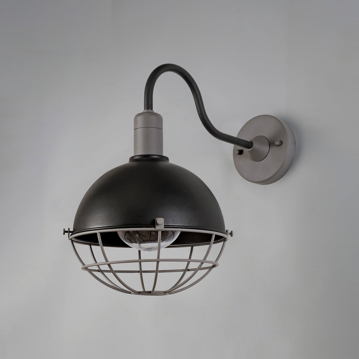 Hegan Wall Lamp, 1 Light E27, IP65, Matt Black/Grey, 2yrs Warranty