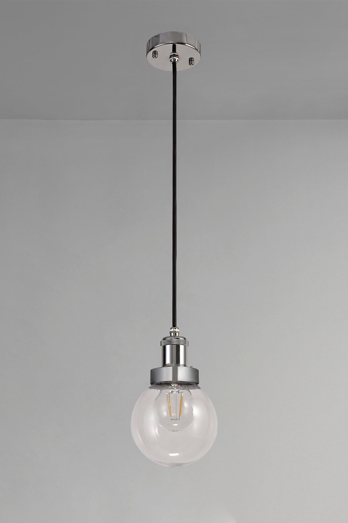 James 15cm Pendant 1 Light E27 IP65 Exterior Titanium Silver/Polished Chrome