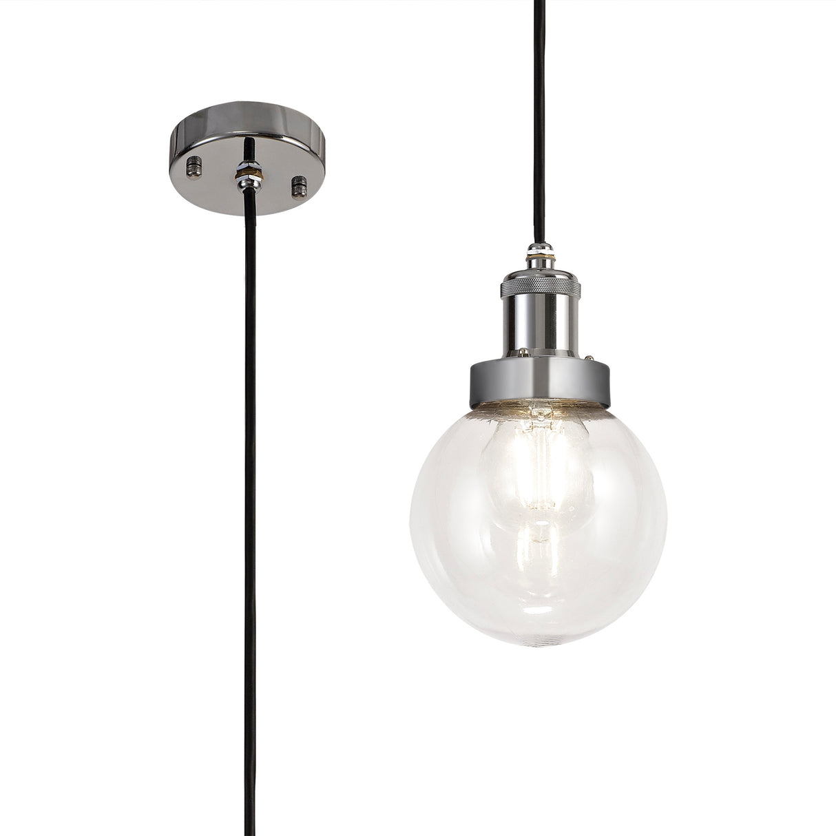 James 15cm Pendant 1 Light E27 IP65 Exterior Titanium Silver/Polished Chrome