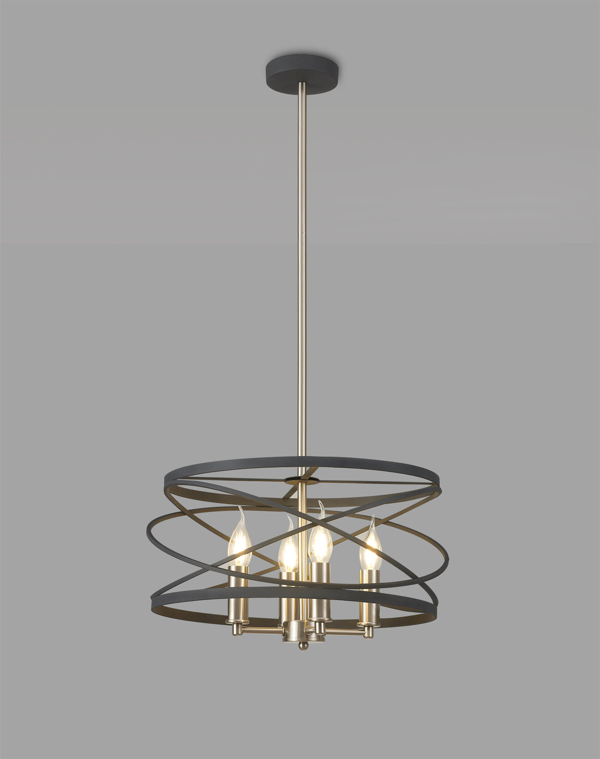 Mooney Pendant/Semi Flush, 4 x E14,Graphite / Satin Nickel