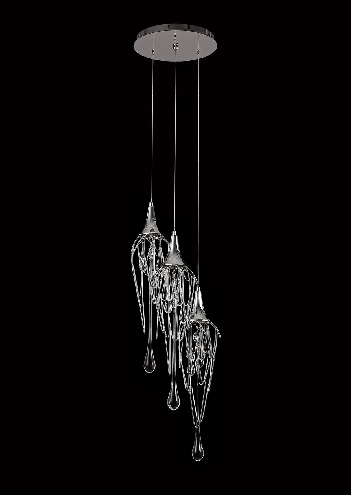 Hughes Pendant Round, 3 x GU10, Polished Chrome