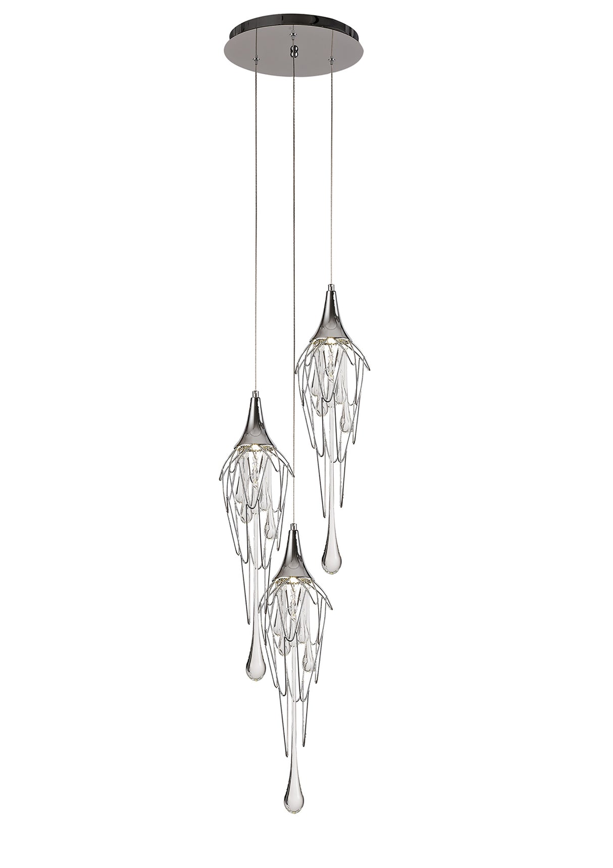 Hughes Pendant Round, 3 x GU10, Polished Chrome