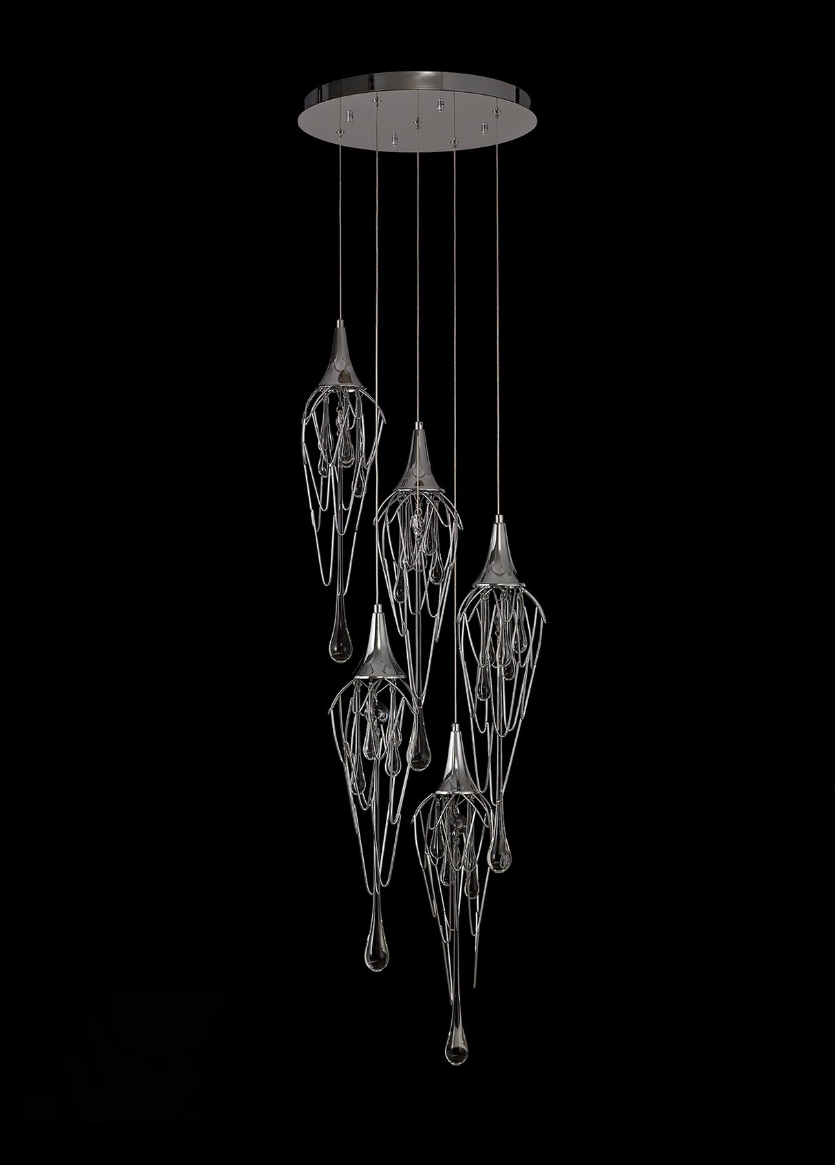 Hughes Pendant Round, 5 x GU10, Polished Chrome