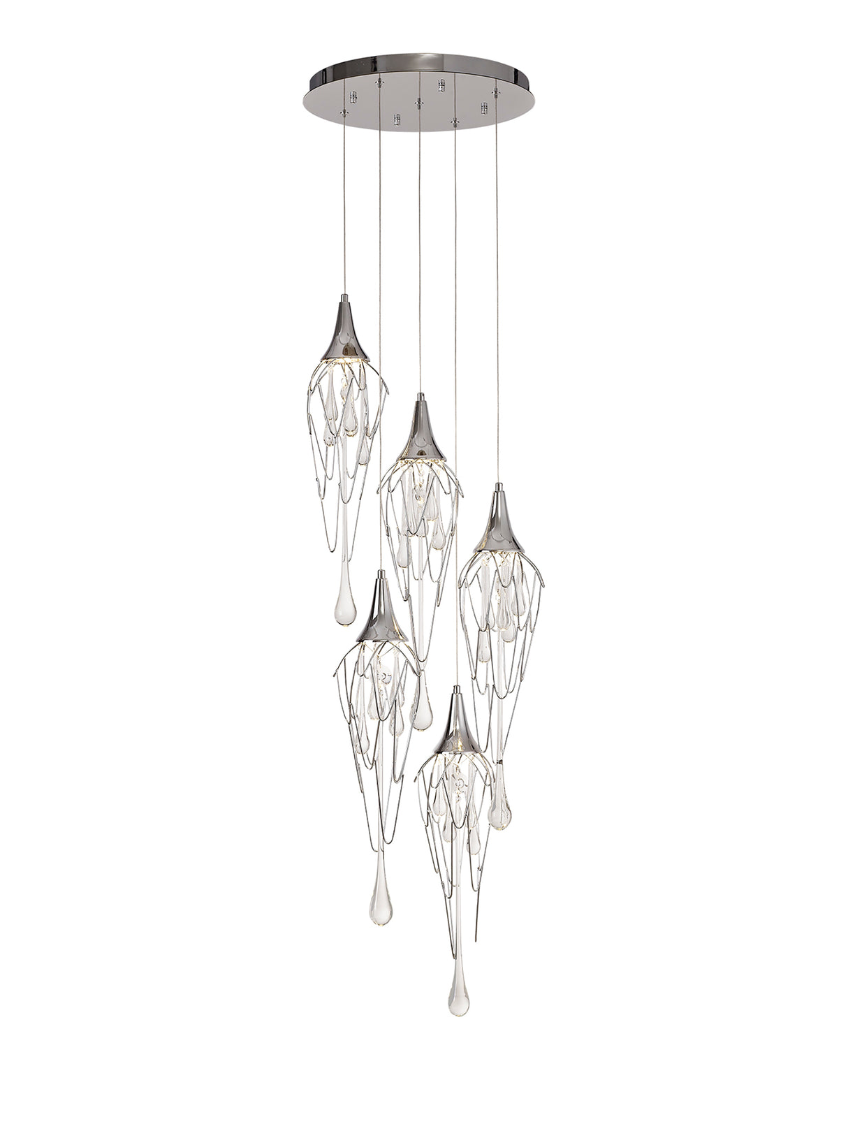 Hughes Pendant Round, 5 x GU10, Polished Chrome