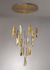 Watson Pendant 5m 21 x G9, Brass Metal Shade & Cognac Glass Item Weight: 24.9kg