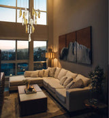 Watson Pendant 5m 21 x G9, Brass Metal Shade & Cognac Glass Item Weight: 24.9kg