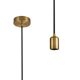 Robson 1m Suspension Kit 1 Light Gilt Bronze/Black Braided Cable, E27 Max 60W, c/w Ceiling Bracket & Deeper Shade Ring