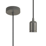 Robson 1m Suspension Kit 1 Light Warm Grey/Black Braided Cable, E27 Max 60W, c/w Ceiling Bracket & Deeper Shade Ring