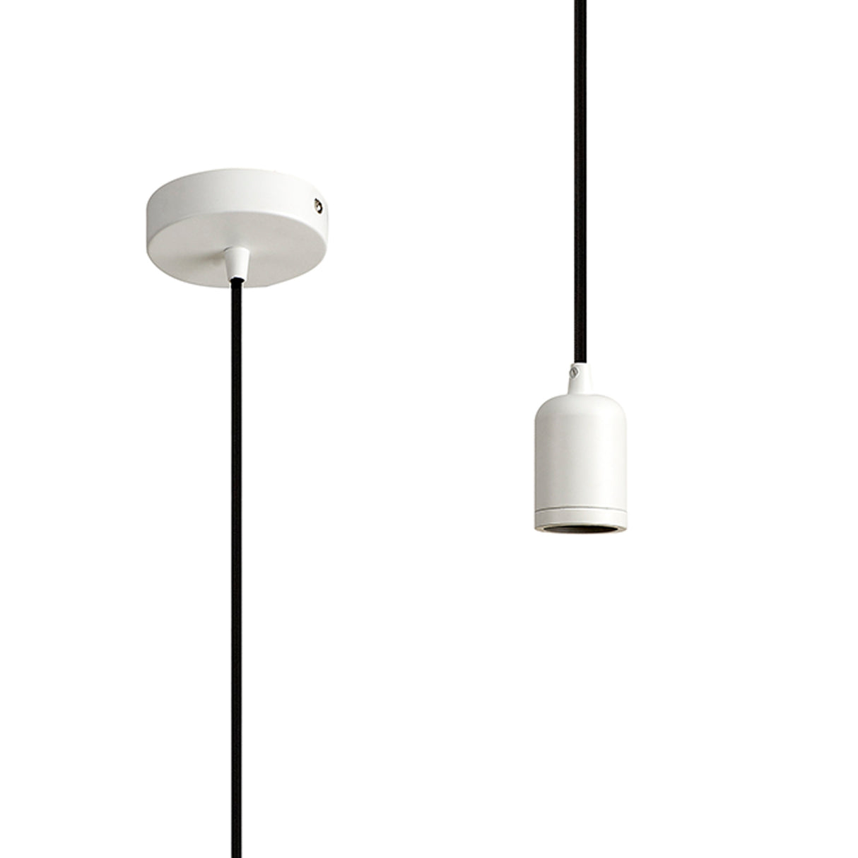 Robson 1m Suspension Kit 1 Light White/Black Braided Cable, E27 Max 60W, c/w Ceiling Bracket & Deeper Shade Ring