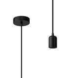 Robson 1m Suspension Kit 1 Light Black/Black Braided Cable, E27 Max 60W, c/w Ceiling Bracket & Deeper Shade Ring