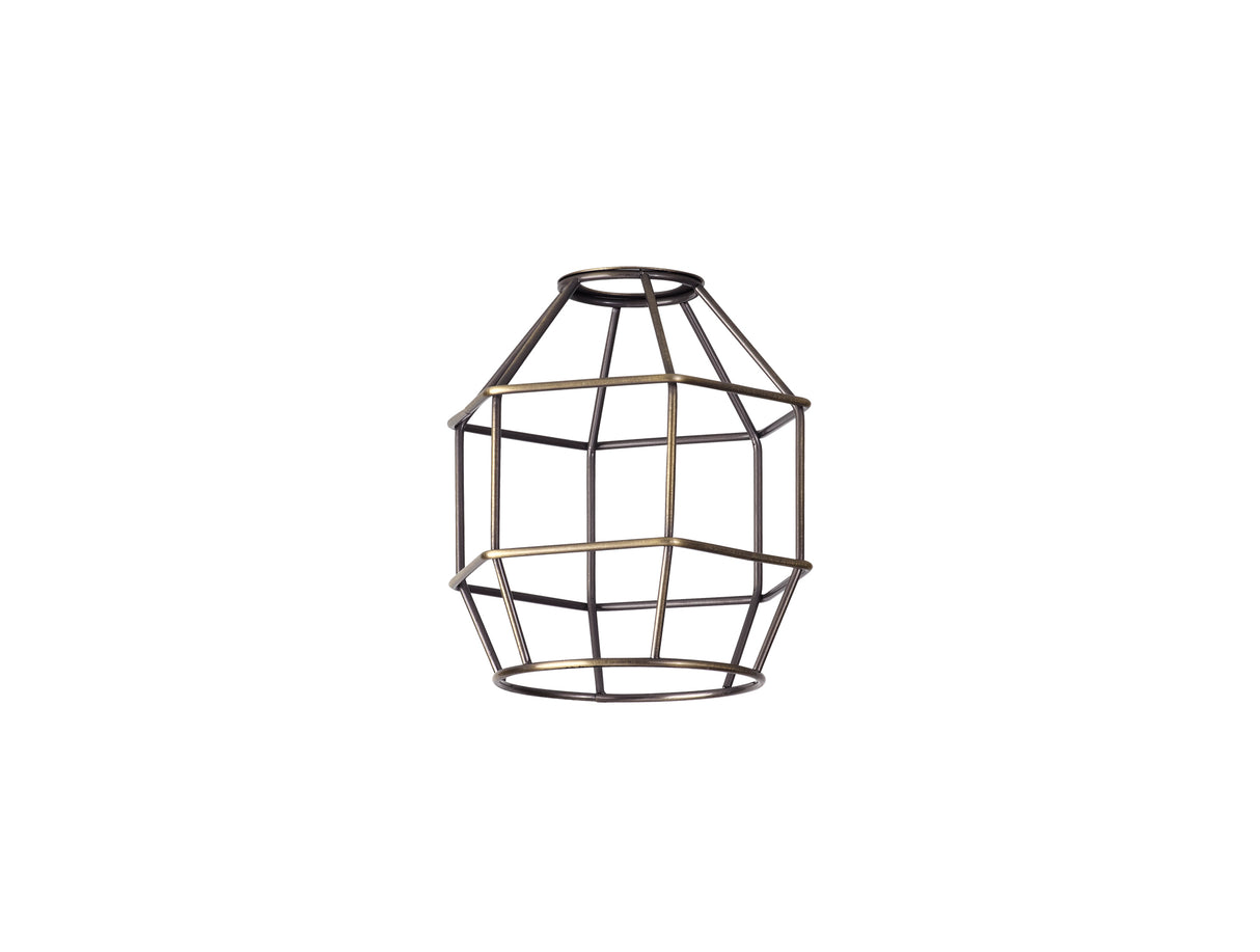 Robson Hexagon 14cm Wire Cage Shade, Antique Brass