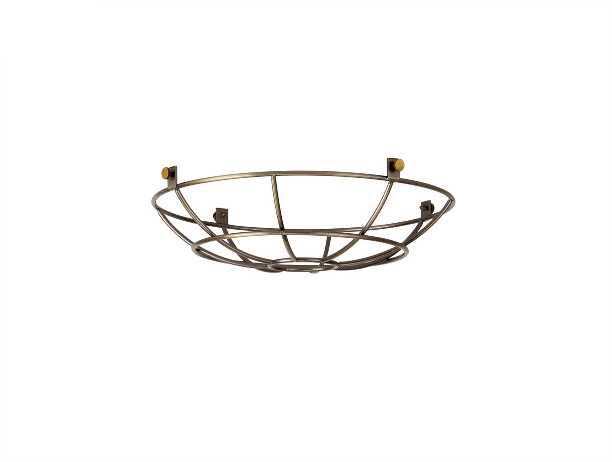 Robson Clip On Shallow Round 25cm Wire Cage Shade, Antique Brass