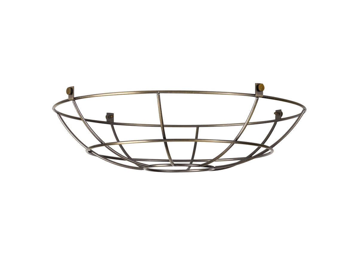 Robson Clip On Shallow Round 35cm Wire Cage Shade, Antique Brass