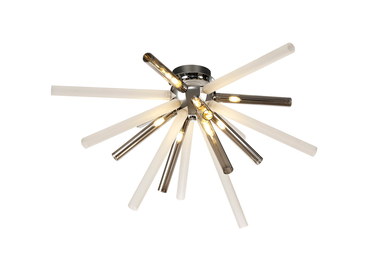 Hamilton Semi Flush 8 Light G9, Smoked & Frosted/Polished Chrome