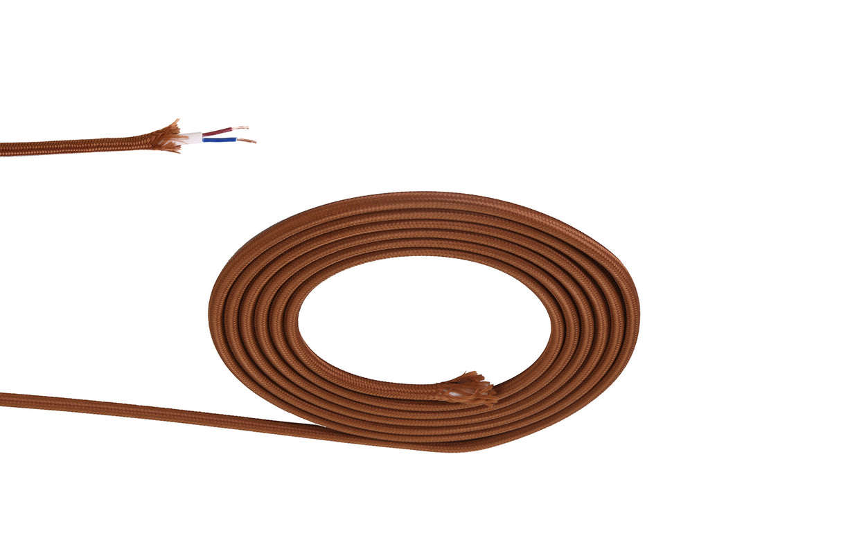 Robson 1m Red Brown Braided 2 Core 0.75mm Cable VDE Approved (qty ordered will be supplied as one continuous length)