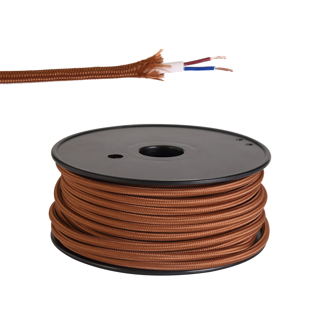 Robson 25m Roll Red Brown Braided 2 Core 0.75mm Cable VDE Approved