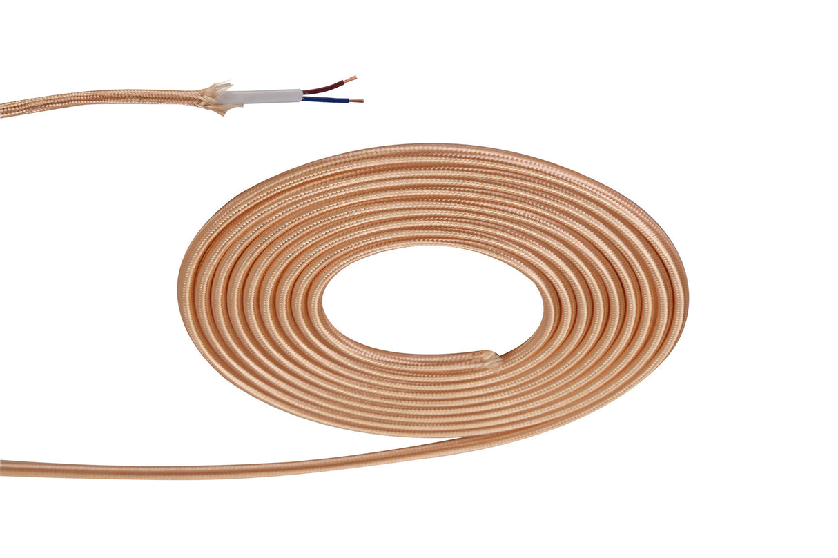 Robson 1m Rose Gold Braided 2 Core 0.75mm Cable VDE Approved (qty ordered will be supplied as one continuous length)