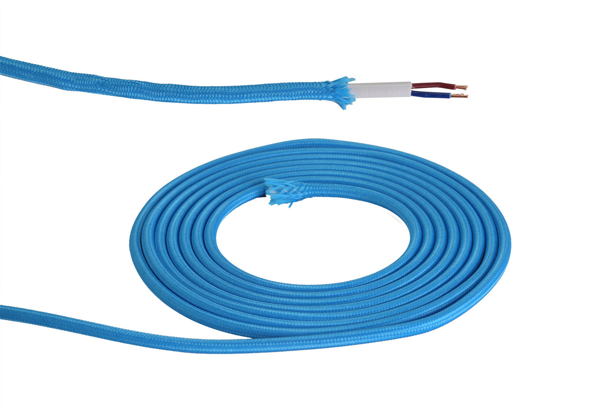 Robson 1m Blue Braided 2 Core 0.75mm Cable VDE Approved (qty ordered will be supplied as one continuous length)
