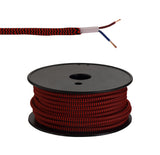Robson 25m Roll Red & Black Wave Stripes Braided 2 Core 0.75mm Cable VDE Approved