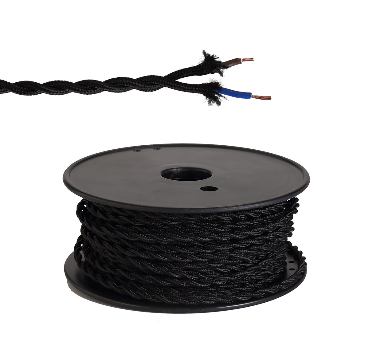 Robson 25m Roll Black Braided Twisted 2 Core 0.75mm Cable VDE Approved