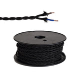 Robson 25m Roll Black Braided Twisted 2 Core 0.75mm Cable VDE Approved