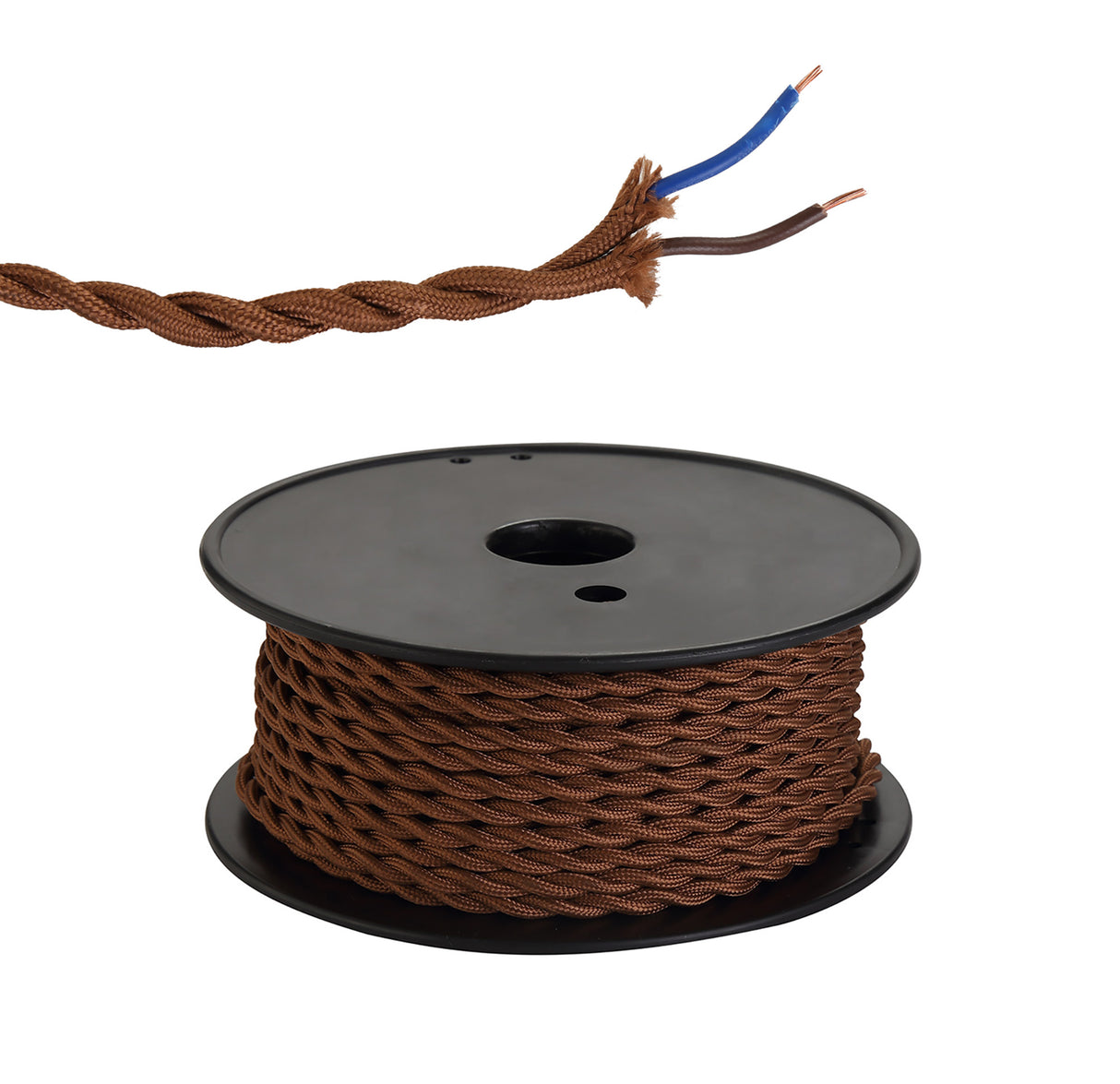Robson 25m Roll Red Brown Braided Twisted 2 Core 0.75mm Cable VDE Approved