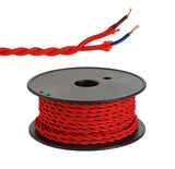 Robson 25m Roll Red Braided Twisted 2 Core 0.75mm Cable VDE Approved