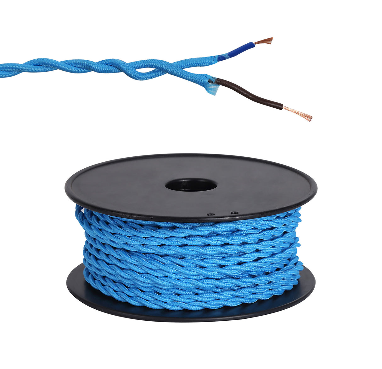 Robson 25m Roll Blue Braided Twisted 2 Core 0.75mm Cable VDE Approved