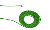 Robson 1m Light Green Braided Twisted 2 Core 0.75mm Cable VDE Approved (qty ordered will be supplied as one continuous length)