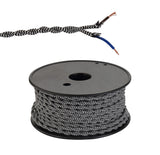 Robson 25m Roll Black & White Wave Stripe Braided Twisted 2 Core 0.75mm Cable VDE Approved